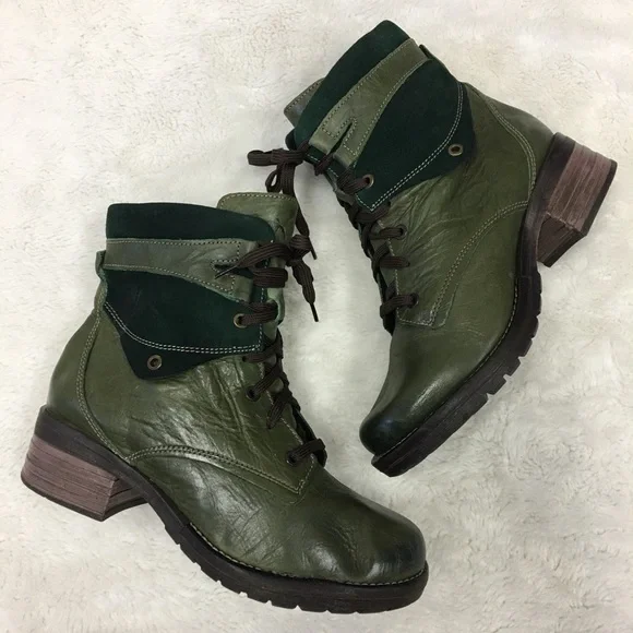Dromedaris Kara Green Laced Boots Size 39 - Picture 1 of 10
